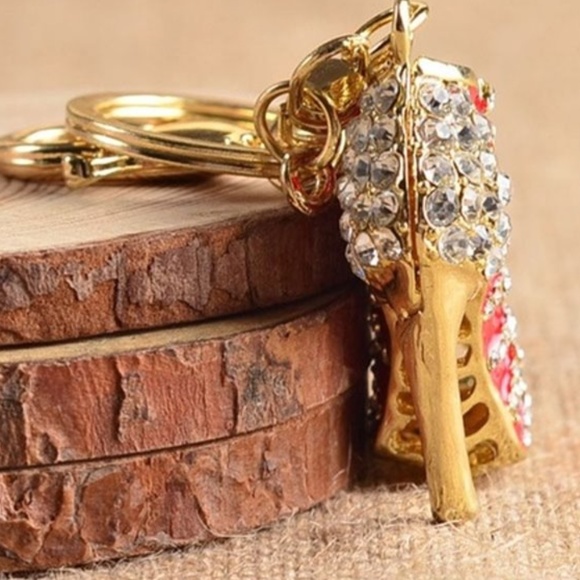 Multi Color Rhinestone Fashion Shoe Key Ring - Picture 4 of 5